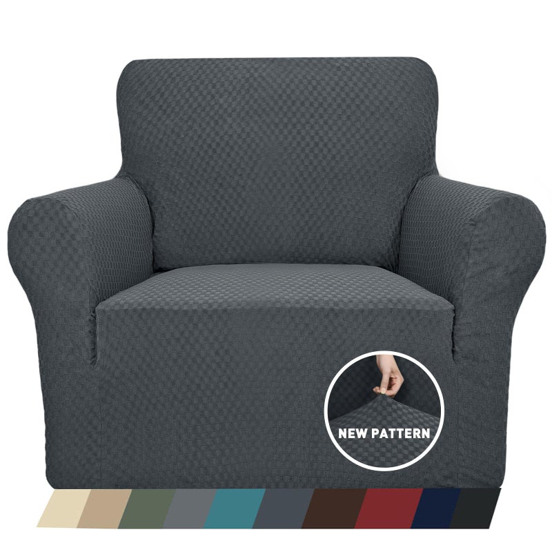 ZNSAYOTX 1 Piece Jacquard Chair Slipcovers for Living Room High Stretch Chair Covers with Arms Anti Slip Pets Friendly Couch Sofa Armchair Cover Furniture Protector (Chair, Dark Grey) - Image 1